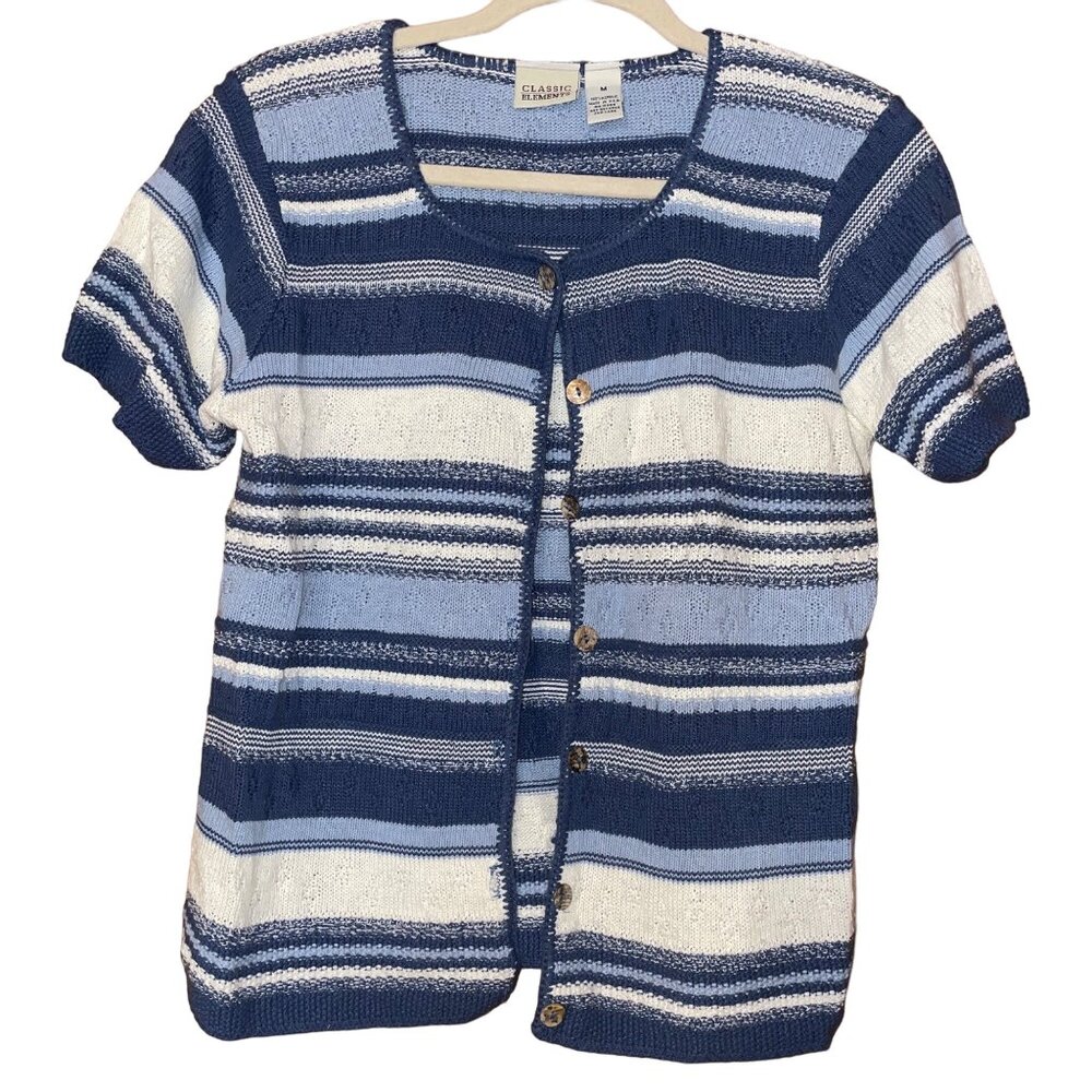 Classic Elements Womens Striped Button-Down Cardi… - image 1